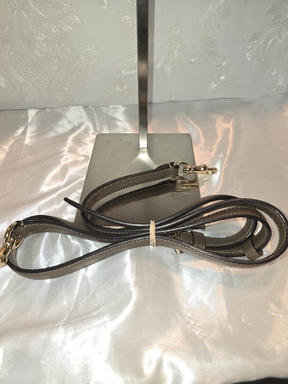 Coach Taupe Pebbled Leather Satchel with Leopard Scarf Accent - Picture 10 of 11